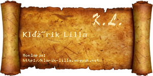 Klárik Lilla névjegykártya
