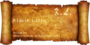 Klárik Lilla névjegykártya